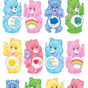 Water slide nail decals nail art nails transfers water slides CARE CUTE BEARS disney care bear inspired 90s nostalgia image 3