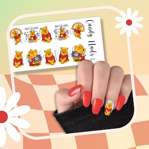 Water slide decals nail art nails transfers  pooh bear winnie   nail design love