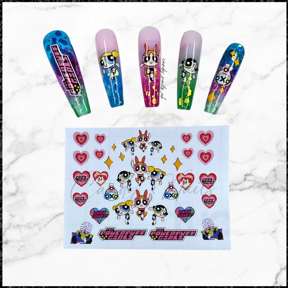 Self Adhesive Nail Art Stickers / Vinyls / Cartoon Girls Power