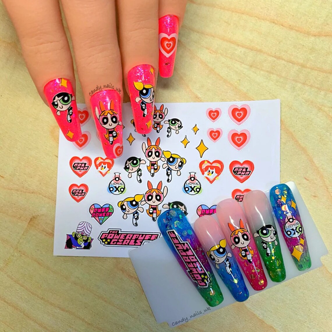 Self Adhesive Nail Art Stickers / Vinyls / Cartoon Girls Power