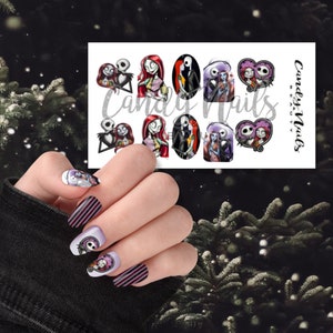Water slide decals nail  art nails transfers halloween jack sally nightmare