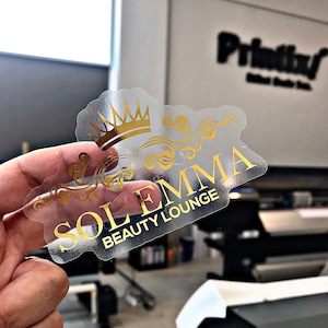 Gold Foil Printing, Gold Clear Custom Stickers, Transparent Stickers, Any Shape Custom Stickers, Logo Labels, Custom Product Labels