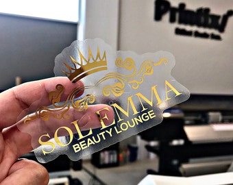 Gold Foil Printing, Gold Clear Custom Stickers, Transparent Stickers, Any Shape Custom Stickers, Logo Labels, Custom Product Labels