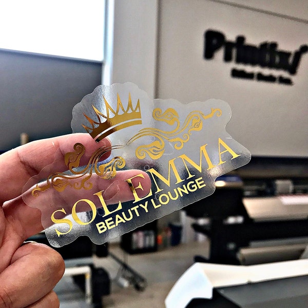 Gold Foil Printing, Gold Clear Custom Stickers, Transparent Stickers, Any Shape Custom Stickers, Logo Labels, Custom Product Labels