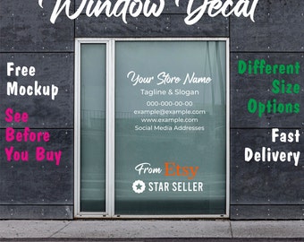 Window Decal,  Storefront Vinyl Sticker, Customizable Shop Name or Logo, Custom Shaped Window Stickers, Waterproof Stickers,