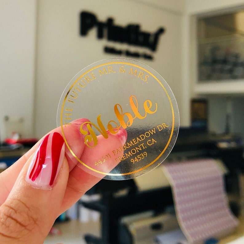 Gold Foil Printing Gold Clear Custom Stickers Transparent Etsy