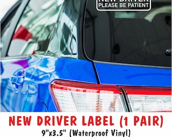 New Driver Label, Window Stickers, Car Labels, Bumper Stickers, 1 Pair Car Window New Driver Please be Patient Sticker, Waterproof Stickers