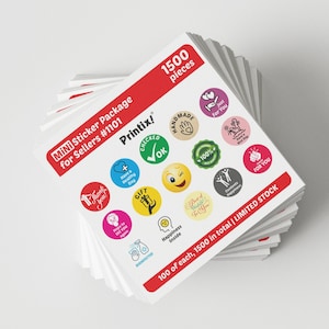 Paquete de pegatinas para vendedores, 1.500 piezas de pegatinas personalizadas de 1", pegatinas de embalaje, etiqueta de café, pegatinas de cualquier forma, pegatinas a granel, conjunto de pegatinas