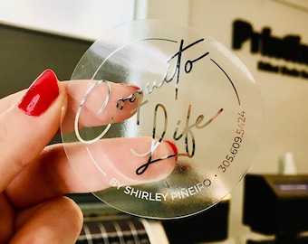 Silberfolie Klare Sticker, Transparente Aufkleber, Silberfoliendruck, benutzerdefinierte Sticker, Logo-Etiketten, benutzerdefinierte Etiketten