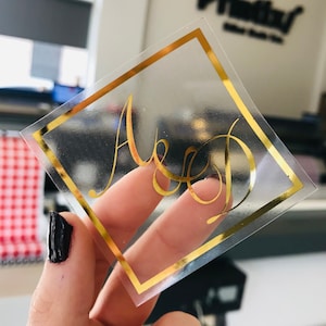 Event Etiketten, Hochzeit Sticker, GoldFolie Klare Aufkleber, transparente Aufkleber, GoldfolienDruck, individuelle Sticker, Benutzerdefinierte Etiketten