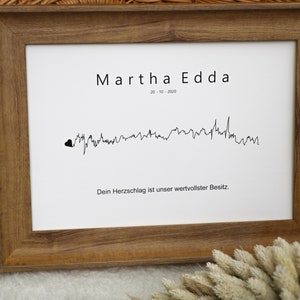 Der erste Herzschlag, Geburtsposter mit original Herzschlag, Geschenk zur Geburt ,Baby, CTG, Erinnerung