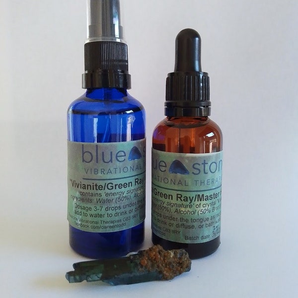 Vivianite/Green Ray/Master Hilarion - Crystal Vibrational Essence 30 ml of Aura/Room Spray 50 ml - versterking van het potentieel van Green Ray