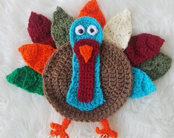 PDF PATTERN - Reggie the Pardoned Turkey - Crochet Applique Pattern Printable Download Instructions Thanksgiving Fall Autumn dinner sign