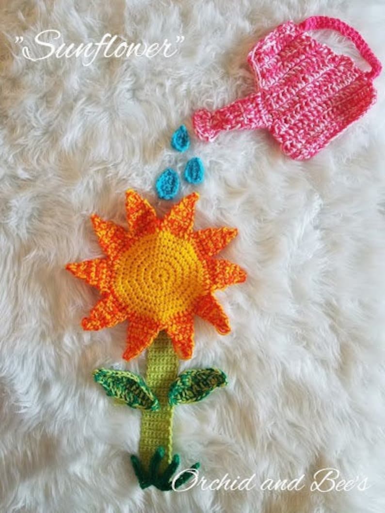 PDF PATTERN Sunshine and Sunflowers 4 Pack - Crochet Applique Pattern ...