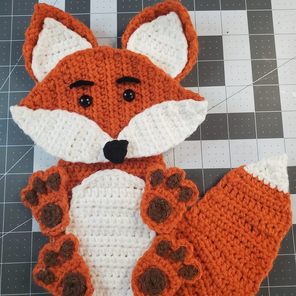 PDF PATTERN Tangerine the Baby Fox Crochet Applique Instructions file download baby blanket gift animal boy girl farm woods woodland