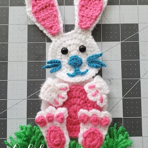 PDF Pattern Spring Bunny Rabbit Crochet Instructions Download Easter Basket baby blanket applique gift yarn tail peter foo hunt