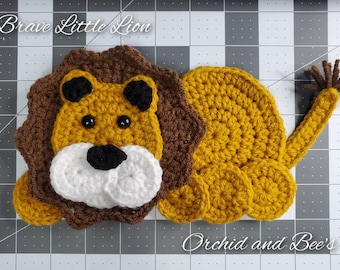 PDF PATTERN Brave Little Lion - Crochet Applique Pattern Download printable instructions lion tigers and bears boy girl blanket designs baby