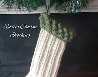 PDF PATTERN Rustic Charm Stocking Crochet Pattern - Christmas stocking crochet pattern instructions