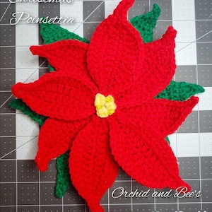 PDF PATTERN - Christmas Poinsettia - crochet instructions how to make holiday flower decoration applique