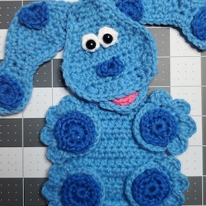 PDF PATTERN - Crochet Blue Dog - instructions how to make - baby blanket, applique, boy, girl , gift puppy shower nursery kids