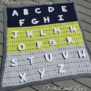 PDF PATTERN - Crochet Alphabet Letters 26 Captial Digital Download  Orchid and Bee&#39;s - how to crochet letters capital letters baby blankets