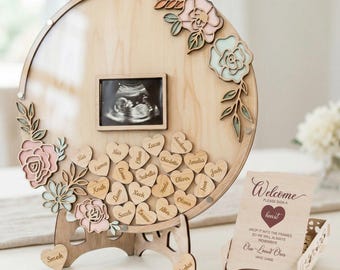 Baby in Bloom Baby Shower Guest Book Alternative Keepsake Frame - Wildflower -  Gender Reveal - Birthday - Nursery Decor - Ultrasound Frame