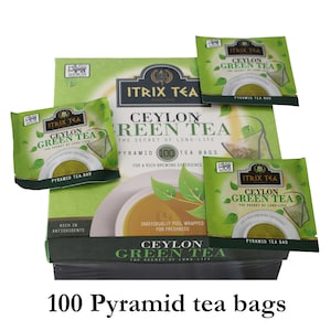100 Green Tea Bags -Body Cleanser Pyramid Style 100 Tea Bags -Green Tea- 300 Cups- Itrix tea - The goddess of health