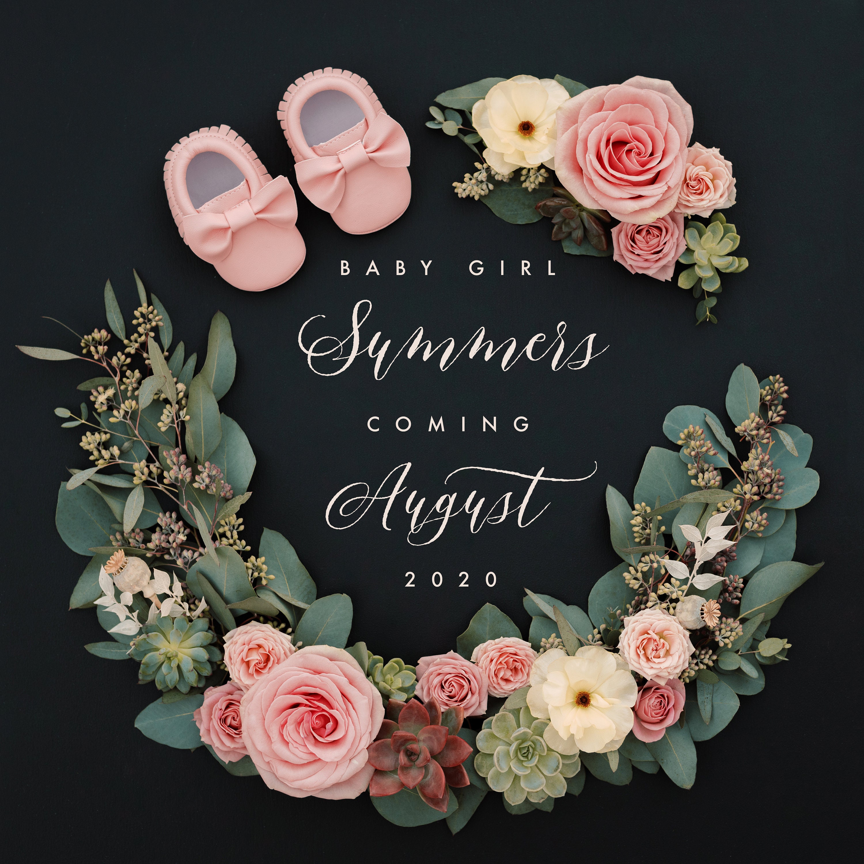 Baby girl pregnancy announcement gender reveal digital Etsy