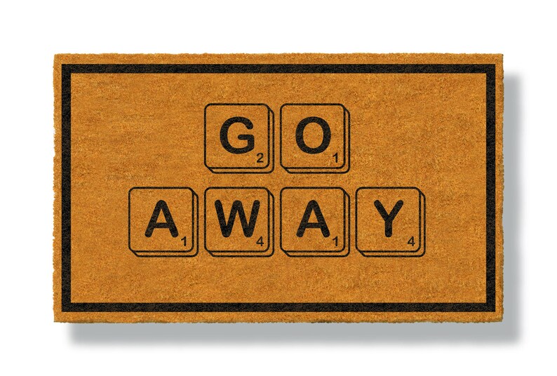 Double Word Go Away Scrabble Go Away Doormat Go Away Etsy