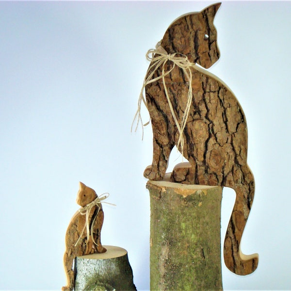 Sitting cat 1 (tail down), wooden home decoration, handmade