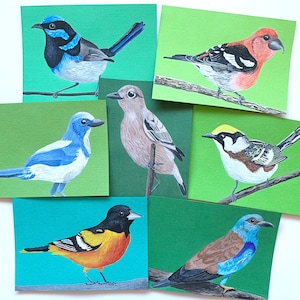 Gouache Bird Paintings // Original Artwork // A6 Bird Art