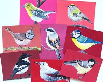 Gouache Bird Paintings // Original Artwork // A6 Bird Art