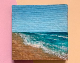 Tableau de plage / Tableau de paysages / Tableau acrylique / Mini tableau sur toile