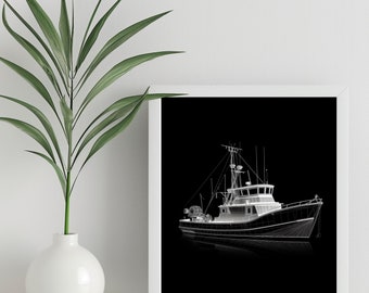 Fishing Boat Schematic Style Print (Digital Download)