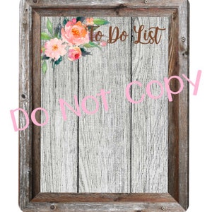 To Do List Dark Frame Digital File - Dry Erase Board Design File - Sublimation
