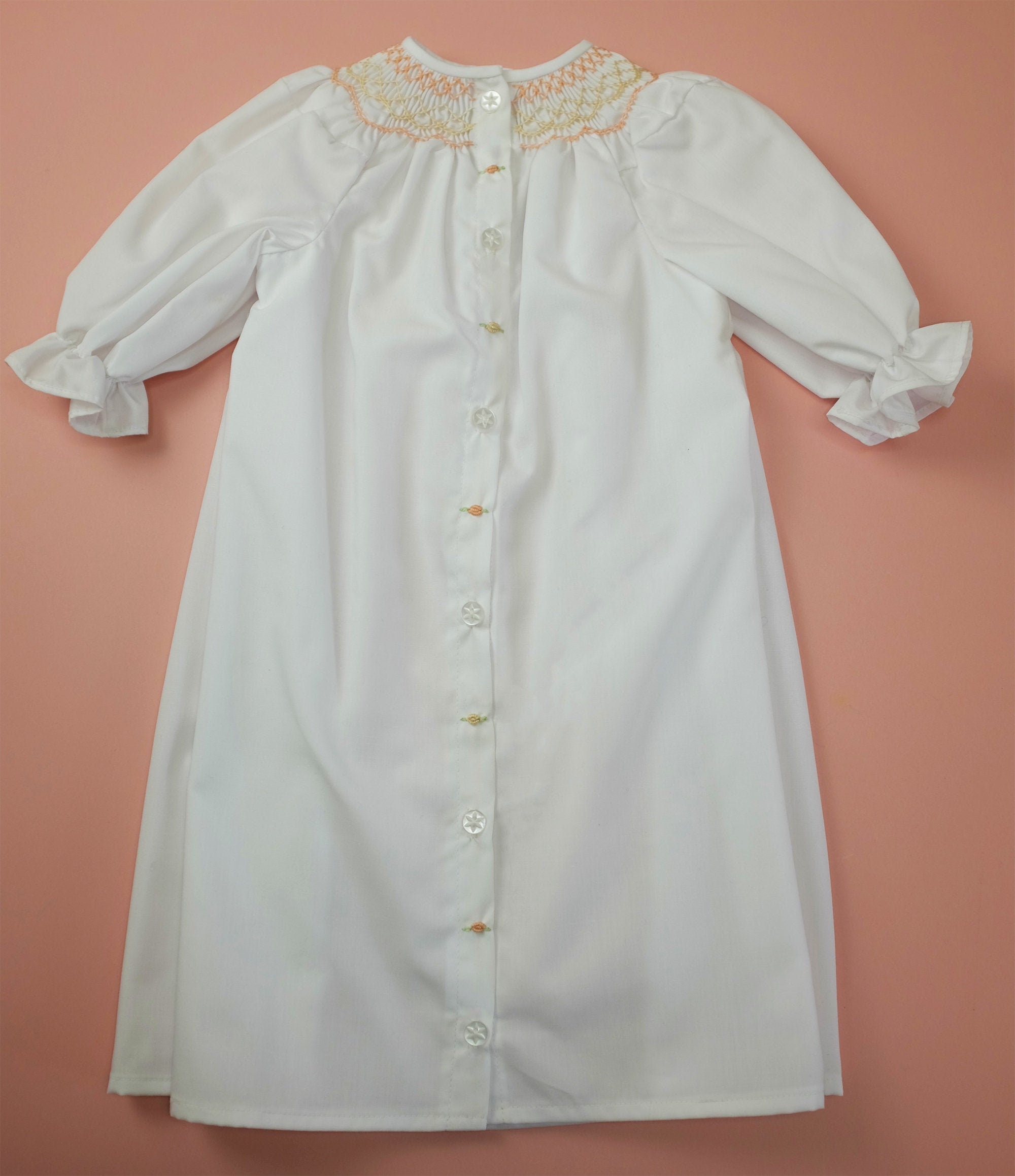Girl Newborn Smocked Jacquard Gown by Baby Threads