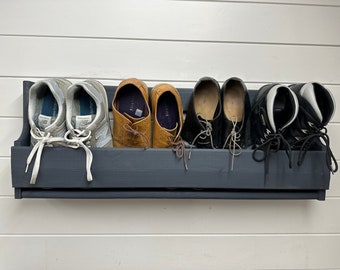 Shaped Wall mounted hallway rustic shoe rack