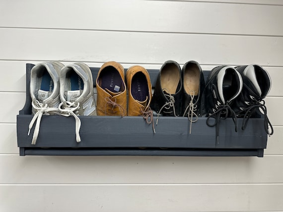 Shaped Wall Mounted Hallway Rustic Shoe Rack Etsy UK