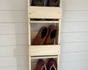 1m Vertical shoe organiser- space saving Natural wood