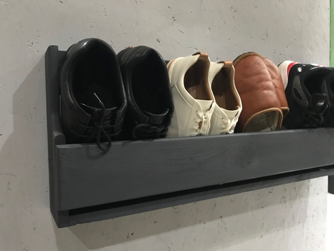 Shaped Wall Mounted Hallway Rustic Shoe Rack Etsy UK