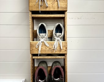 1m Vertical shoe organiser- space saving Dark oak