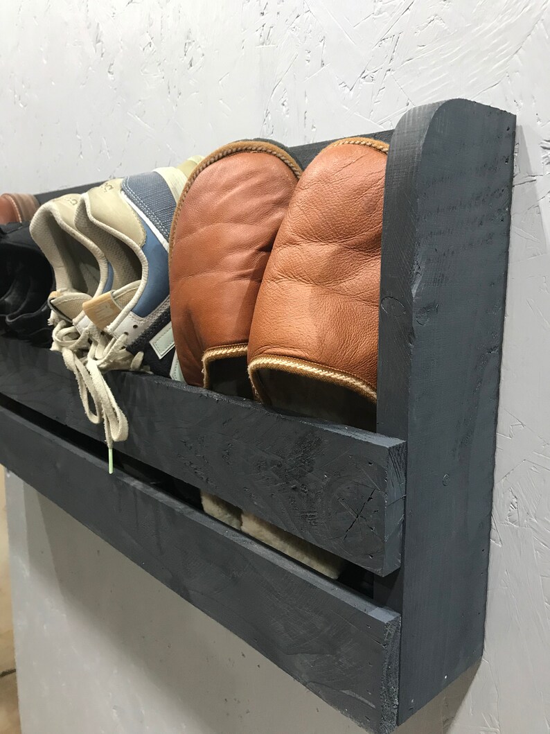 Wall Mounted Hallway Rustic Shoe Rack Urban Slate Etsy UK