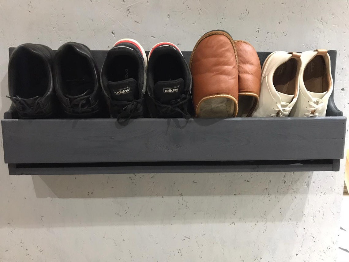 Shaped Wall Mounted Hallway Rustic Shoe Rack Etsy UK