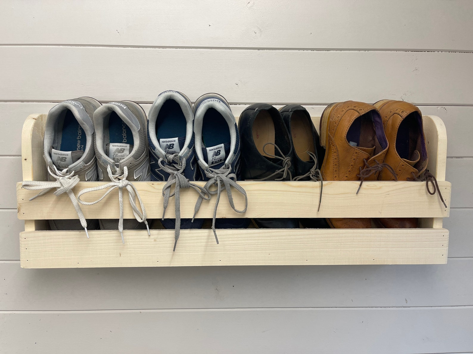 Wall Mounted Hallway Rustic Shoe Rack Urban Slate Etsy UK