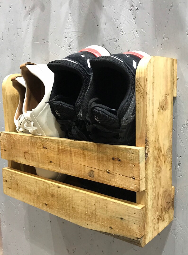 Wall Mounted Hallway Rustic Shoe Rack Urban Slate Etsy UK