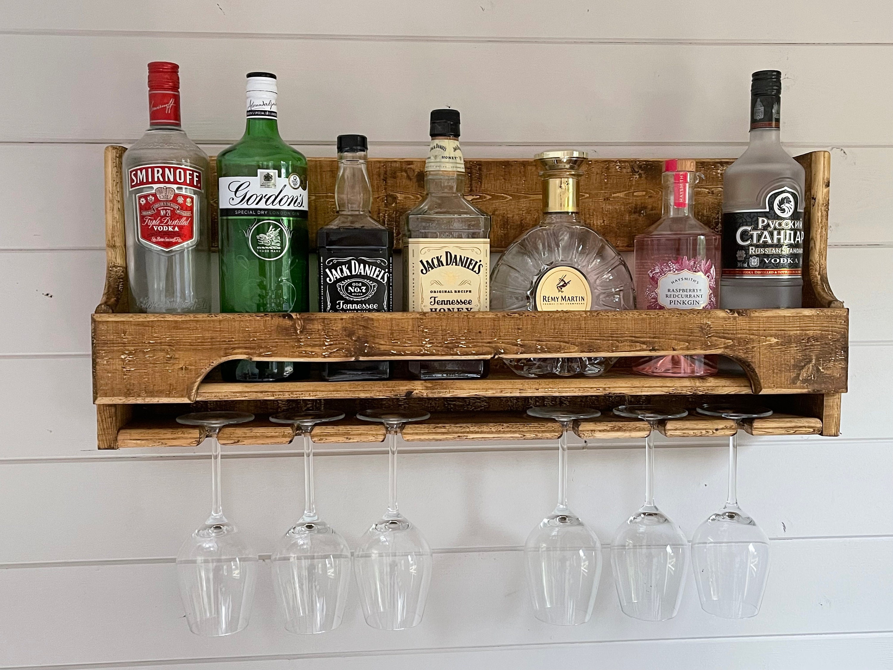 75cm Floating Home Bar/ Wine or Spirit Rack Reclaimed Wood picture photo