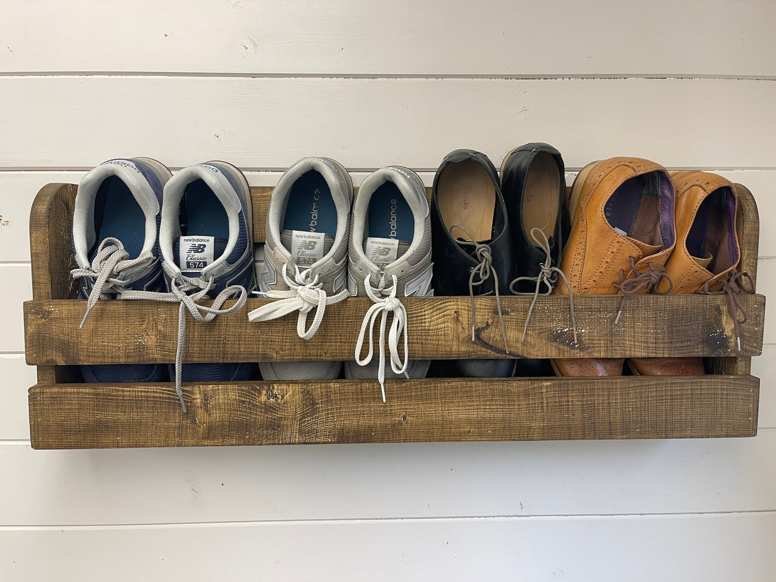 Wall Mounted Hallway Rustic Shoe Rack Urban Slate Etsy UK
