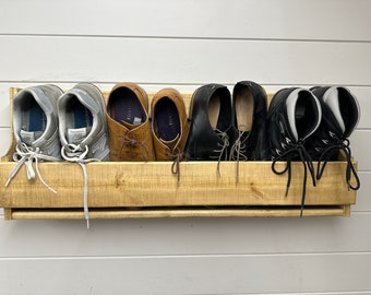 Coat Rack and Shoe Storage Box Hallway Set With Cast Iron Coat Hooks and Rustic Timber Various Sizes Etsy UK