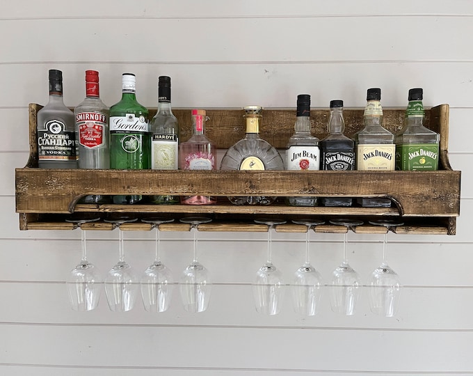 100cm Floating Home Bar/ Wine or Spirit Rack Jacobean Wax - Etsy UK