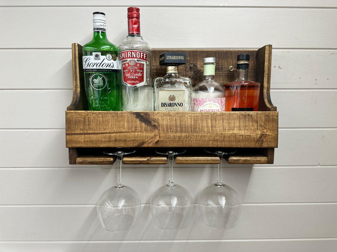 50cm Floating Gin Rack Home Bar Straight Front Jacobean Etsy